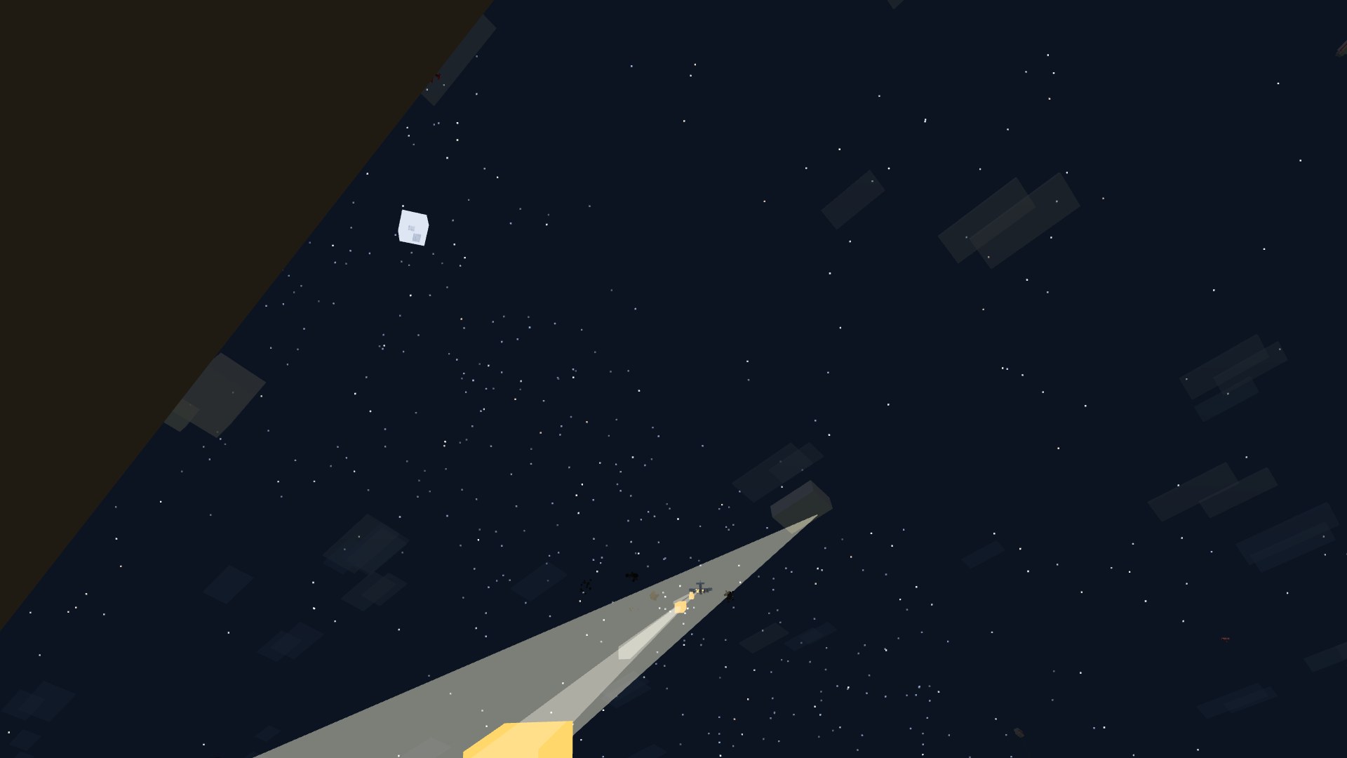 A flak gun firing up a searchlight beam at a coned bomber under the stars
